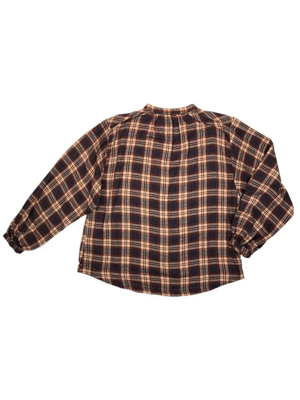 Free People Northern Bound Pullover Top Shirt S Plaid Moonlit Combo Wool Blend